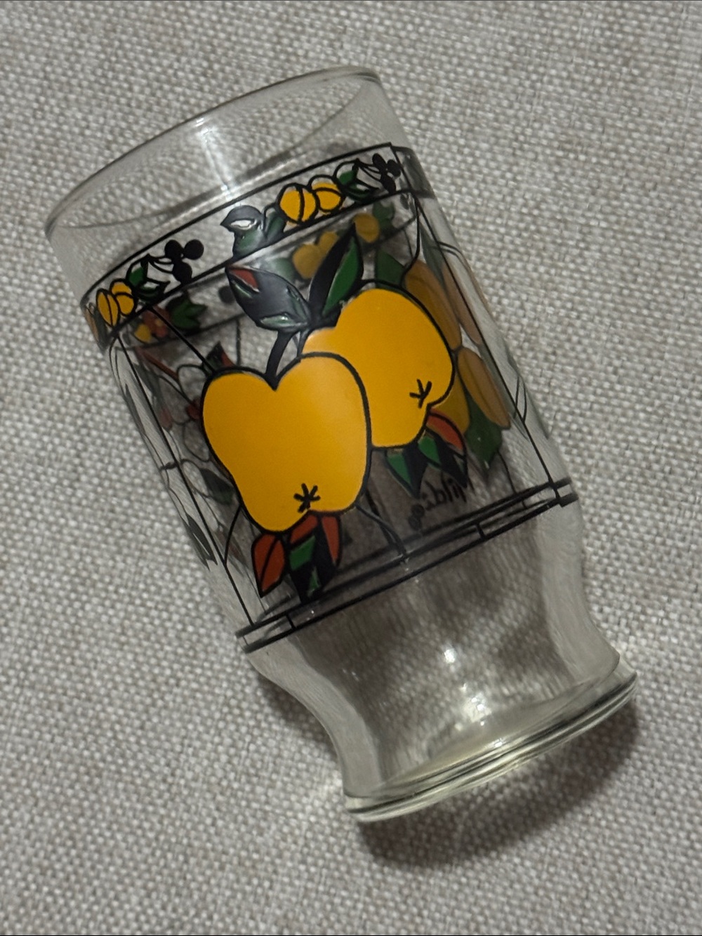Vintage(70’s)Anchor Hocking Hildi Fruit & Blossom Juice Glass-Stain Glass- EUC